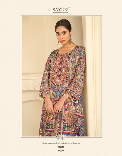 Ehsaas Sayuri Natural Crape Pakistani Readymade Suits Supplier Gujarat