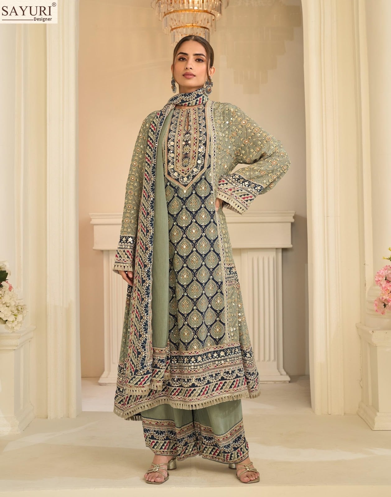 Ehsaas Sayuri Natural Crape Pakistani Readymade Suits Supplier Gujarat