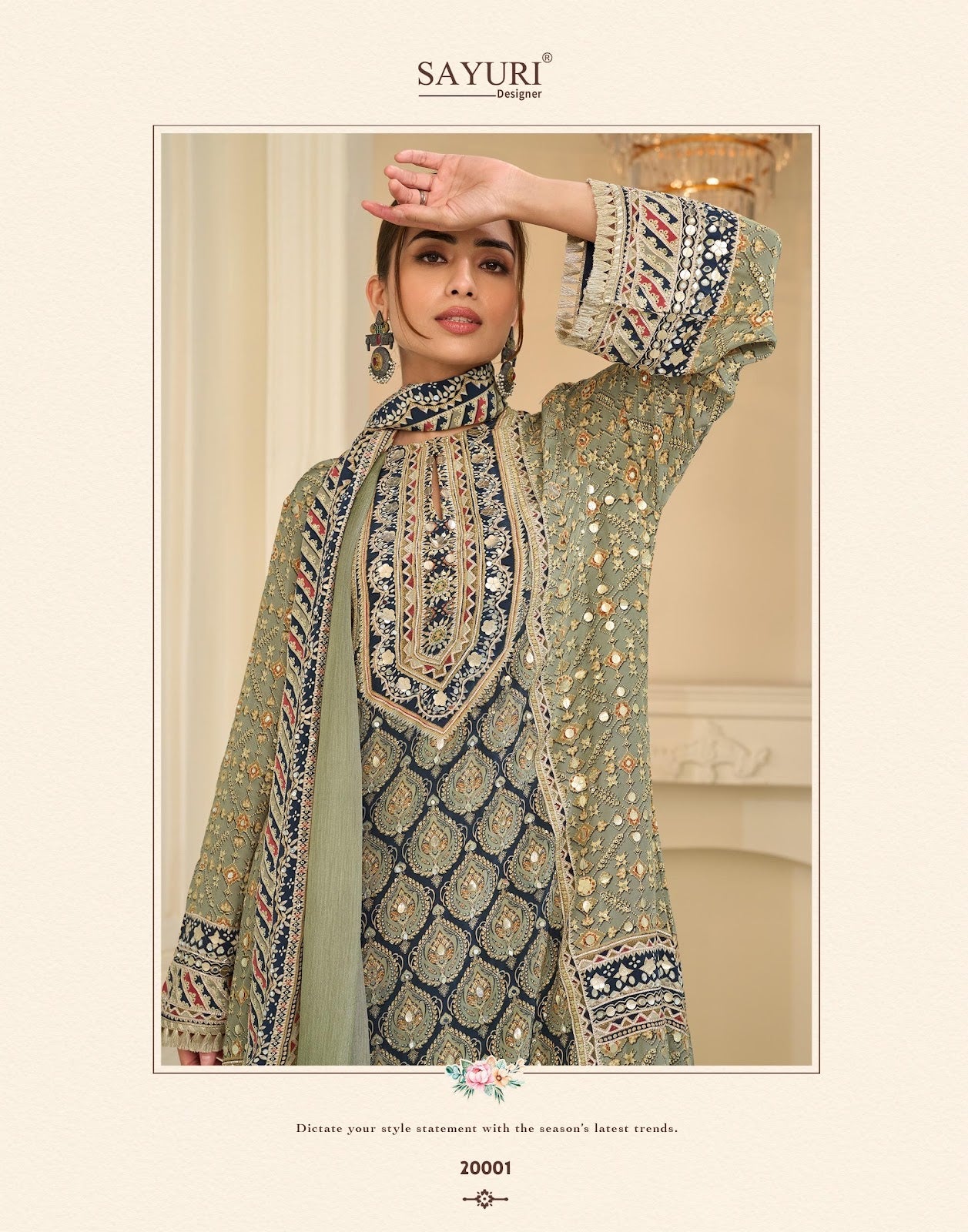 Ehsaas Sayuri Natural Crape Pakistani Readymade Suits Supplier Gujarat