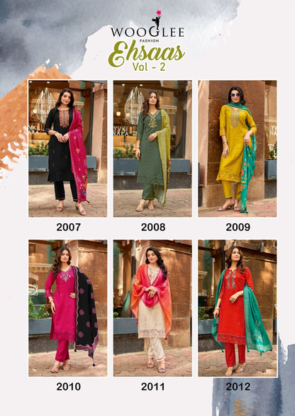 Ehsaas Vol 2 Wooglee Viscose Weaving Readymade Pant Style Suits Manufacturer India