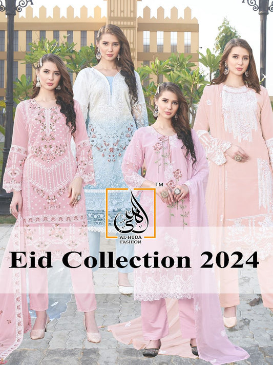 Eid Collection 2024 Al Huda Fashion Organza Pakistani Readymade Suits