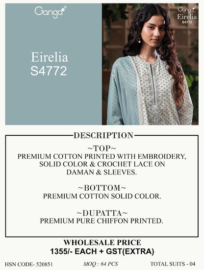 Eirelia 4772 Ganga Cotton Pant Style Suits Wholesale