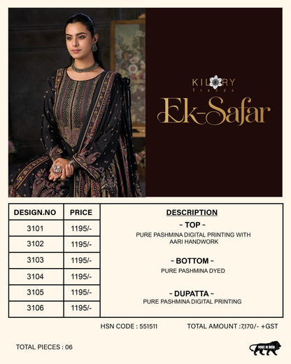 Ek Safar Kilory Viscose Pashmina Suits Wholesale