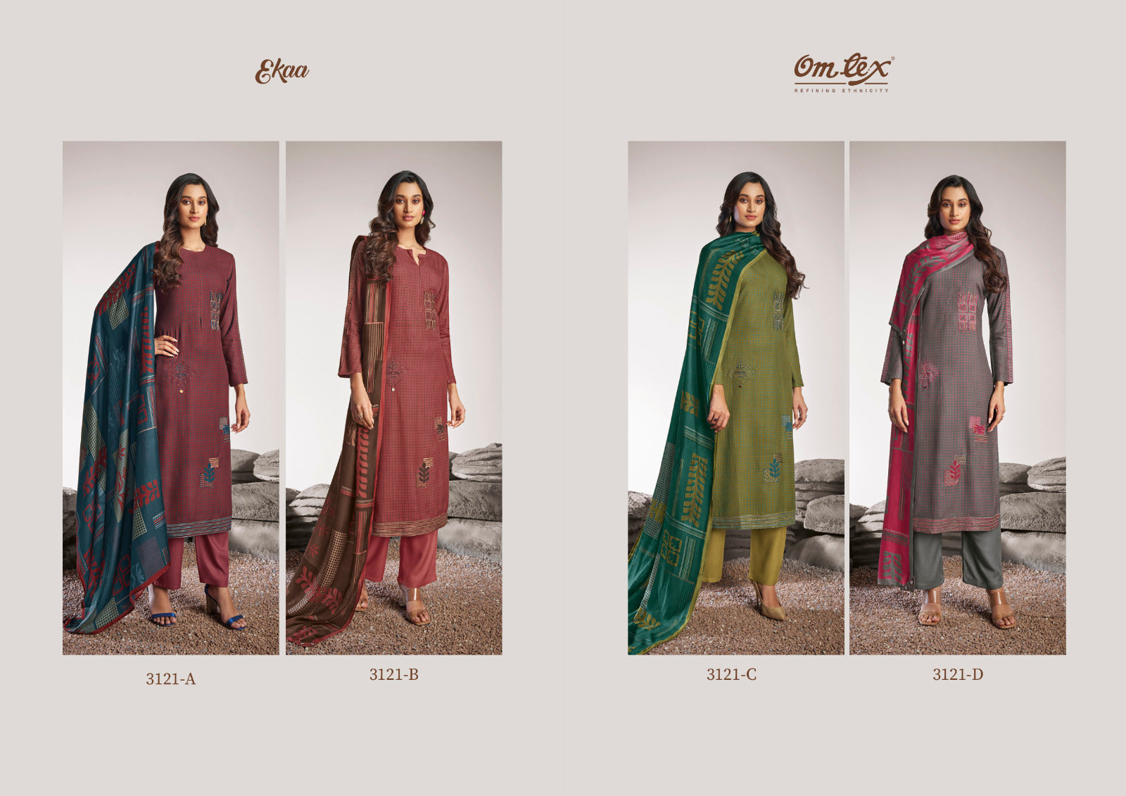 Ekaa 3121 Omtex Pashmina Suits Wholesale Rate