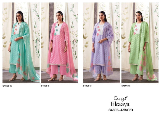 Ekaaya 4806 Ganga Cotton Plazzo Style Suits Manufacturer Ahmedabad