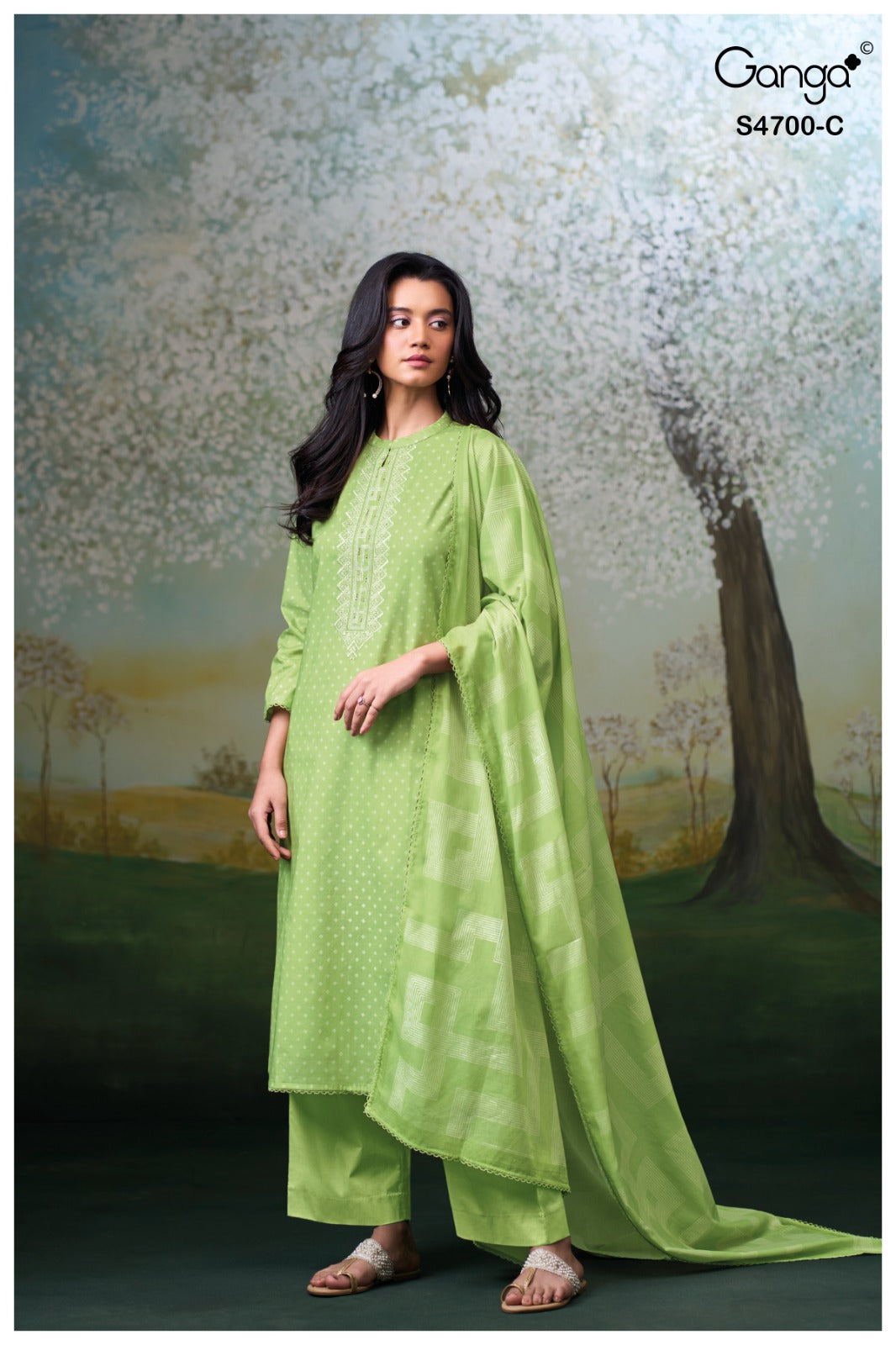 Ekanshi S4700 Ganga Cotton Pant Style Suits Wholesale Rate
