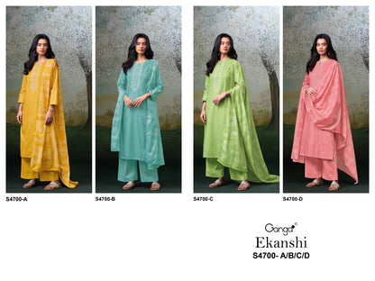 Ekanshi S4700 Ganga Cotton Pant Style Suits Wholesale Rate