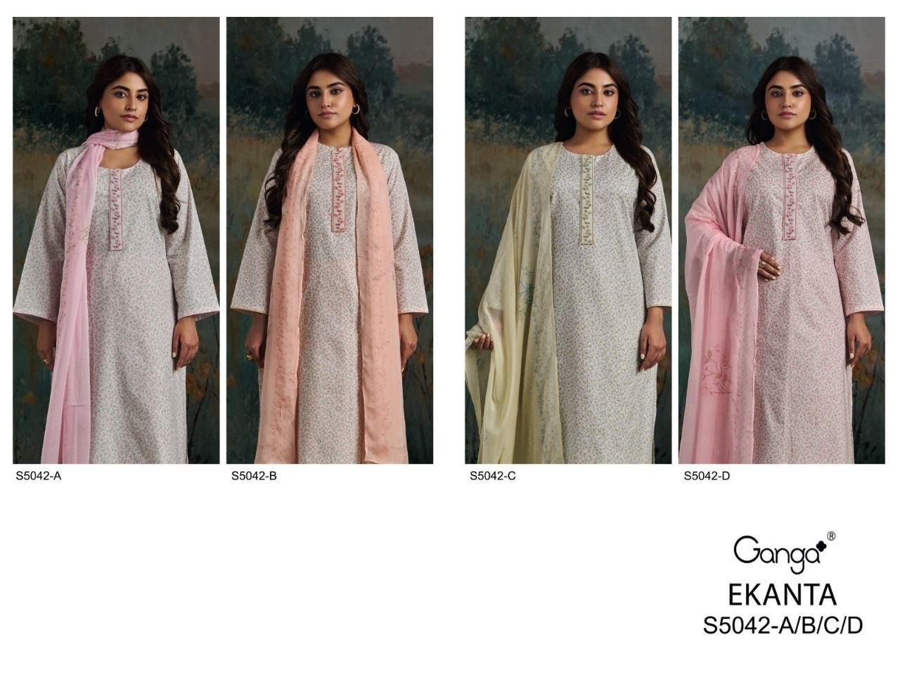 Ekanta S5042 Ganga Cotton Plazzo Style Suits Manufacturer Ahmedabad