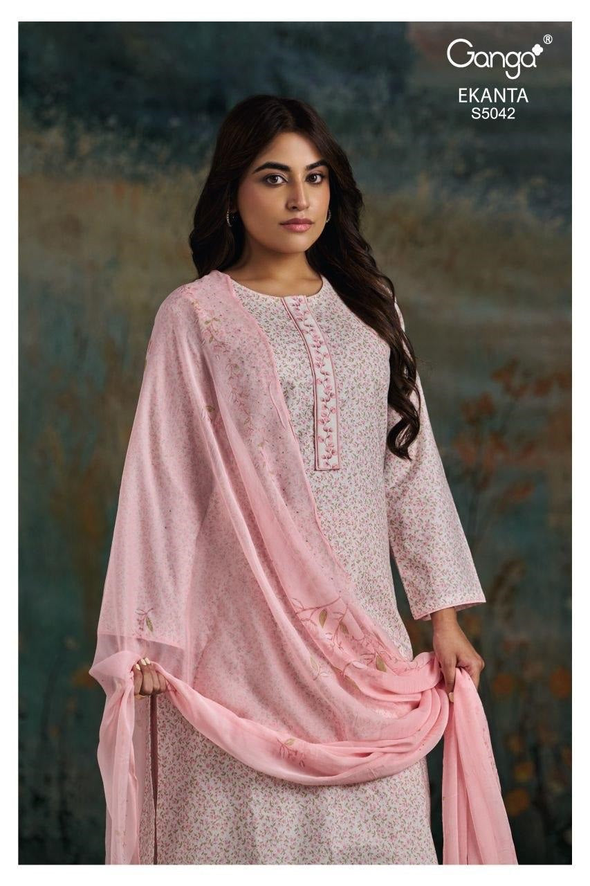 Ekanta S5042 Ganga Cotton Plazzo Style Suits Manufacturer Ahmedabad