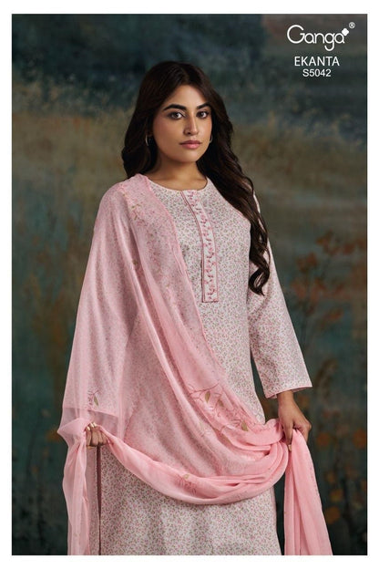 Ekanta S5042 Ganga Cotton Plazzo Style Suits Manufacturer Ahmedabad