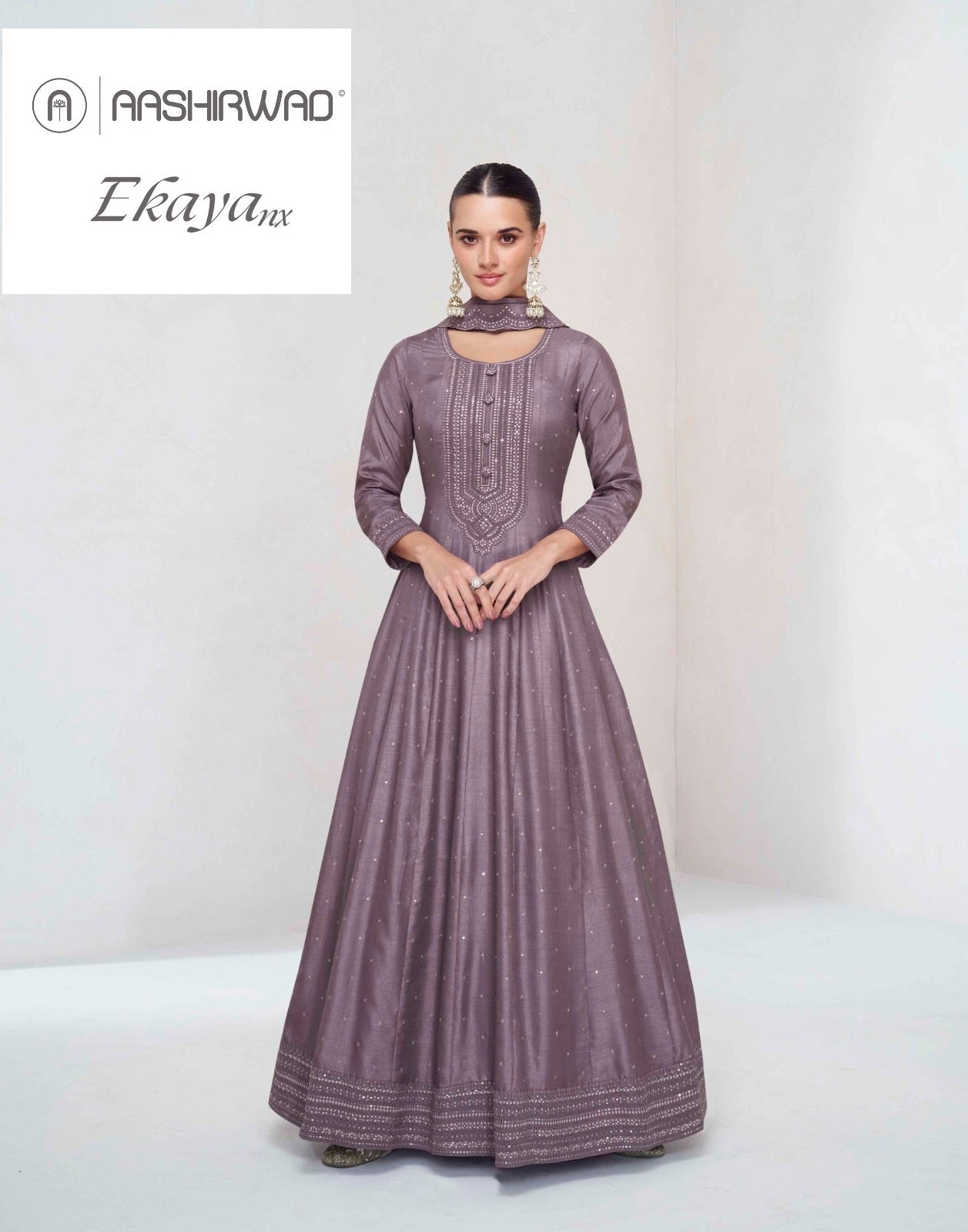 Ekaya Nx Aashirwad Creation Silk Gown Dupatta Set Manufacturer