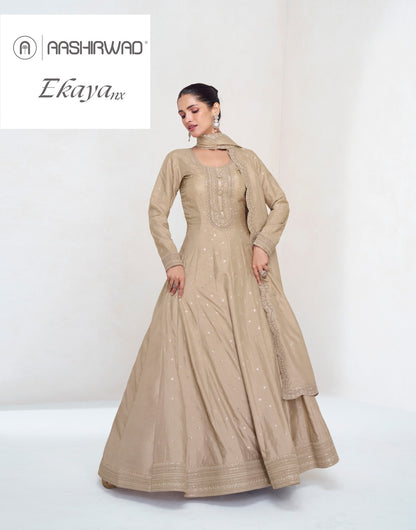 Ekaya Nx Aashirwad Creation Silk Gown Dupatta Set Manufacturer