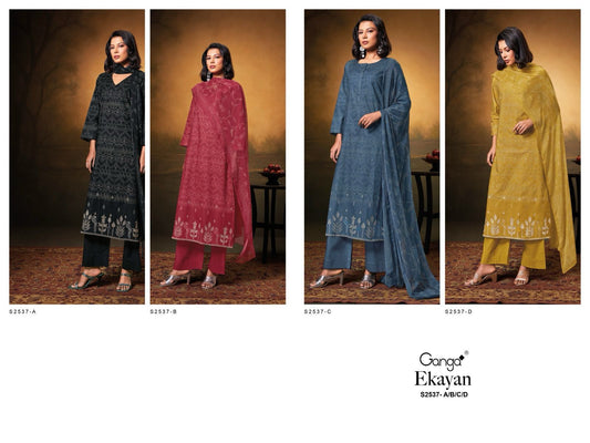 Ekayan-2537 Ganga Premium Cotton Plazzo Style Suits