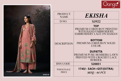 Ekisha 3922 Ganga Premium Plazzo Style Suits Exporter