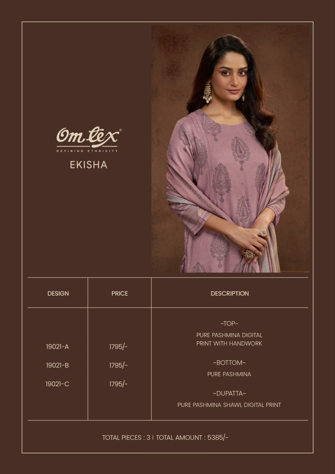 Ekisha Omtex Pashmina Suits Wholesaler Ahmedabad