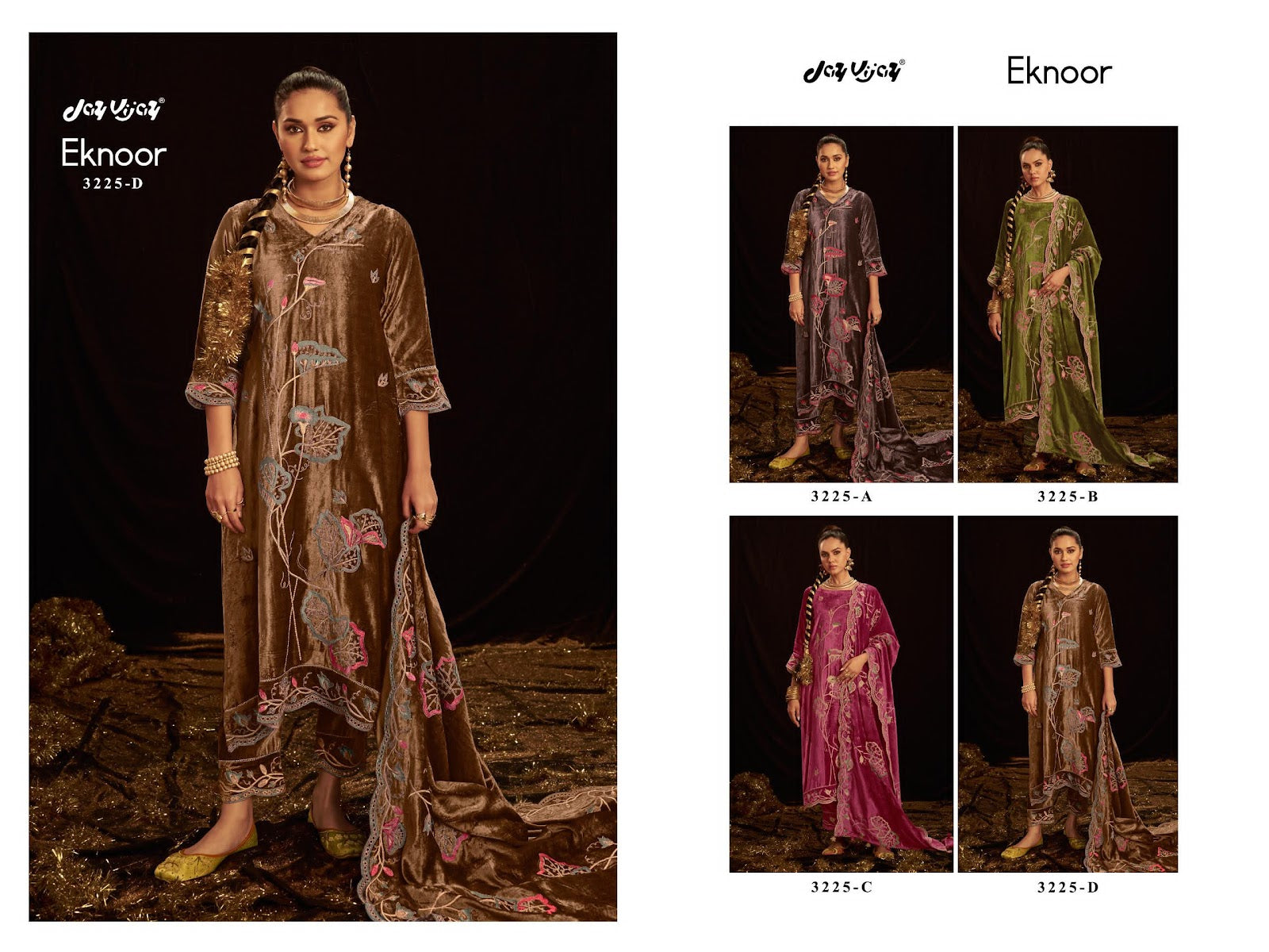 Eknoor 3225 Jay Vijay Pure Viscose Velvet Suits Wholesaler