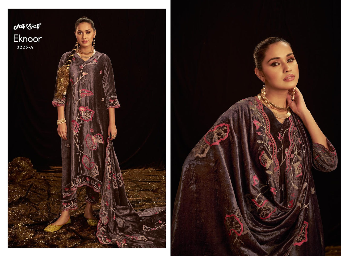 Eknoor 3225 Jay Vijay Pure Viscose Velvet Suits Wholesaler