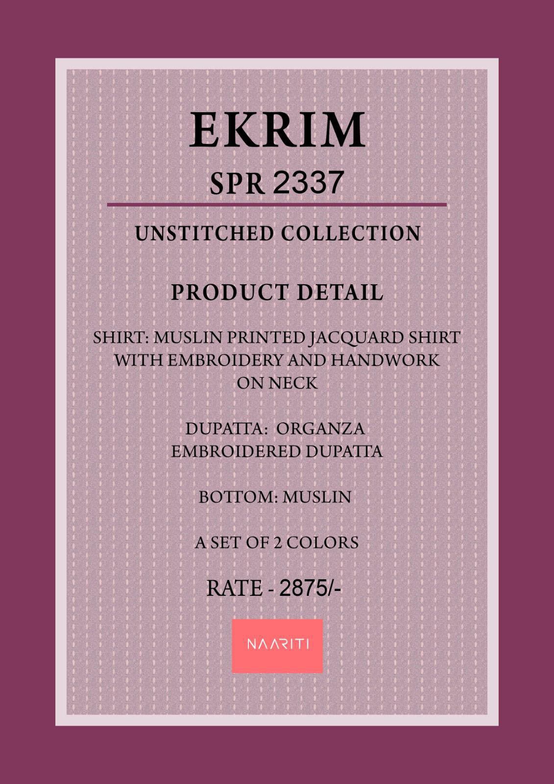 Ekrim Naariti Muslin Pant Style Suits Exporter India