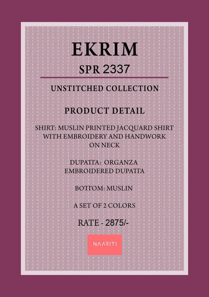 Ekrim Naariti Muslin Pant Style Suits Exporter India