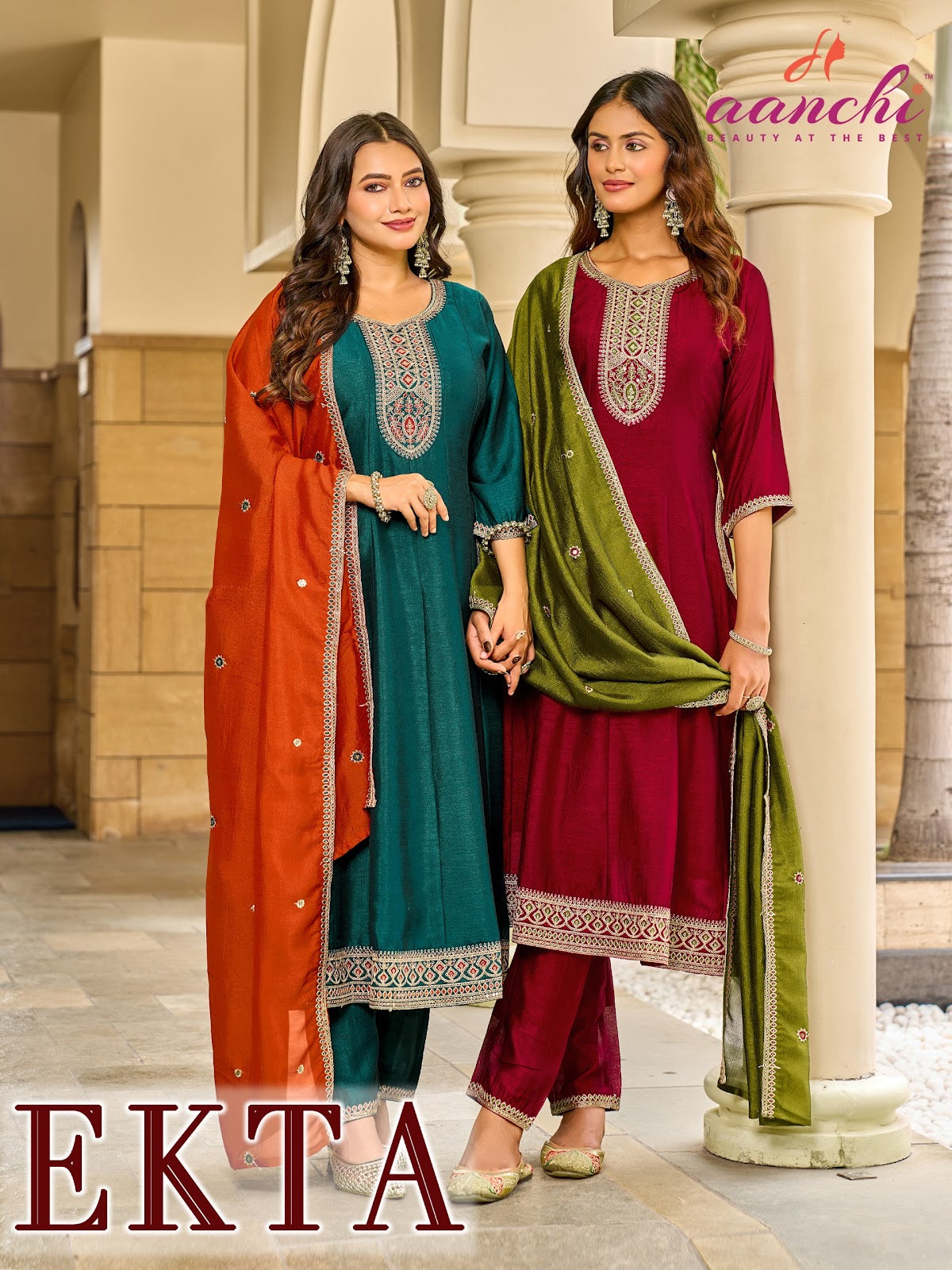 Ekta Aanchi Vichitra Silk Readymade Anarkali Suits Manufacturer Gujarat