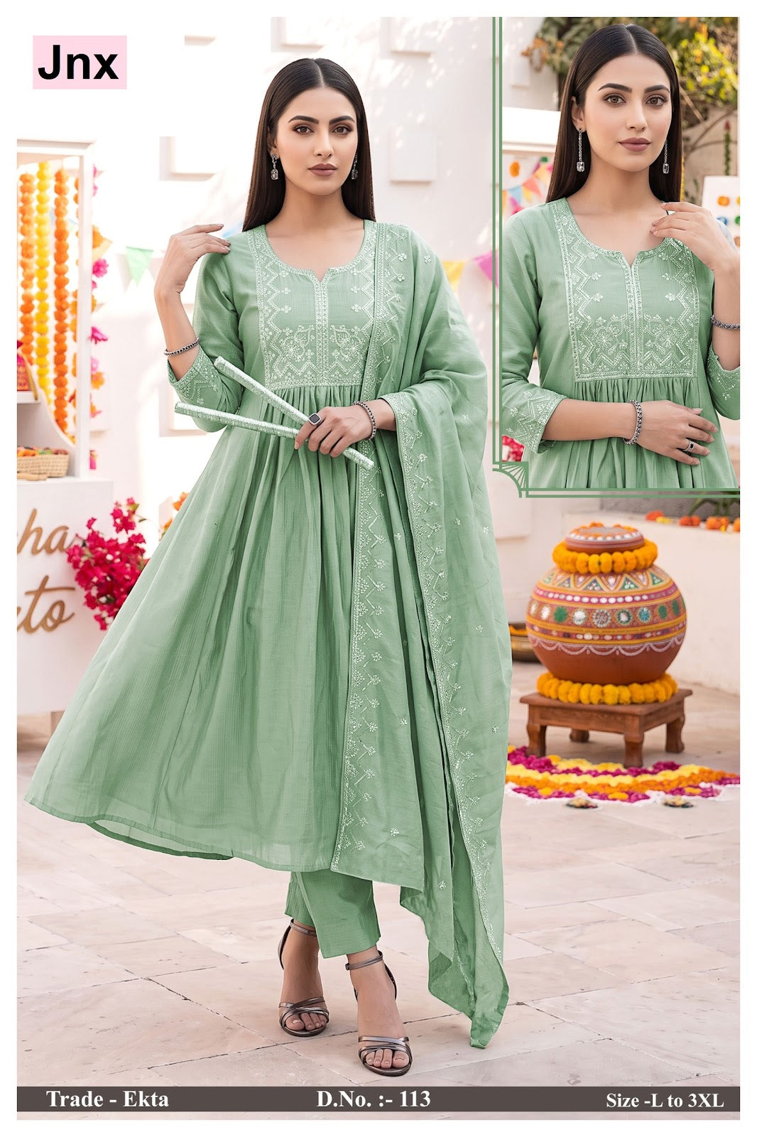 Ekta Jnx Berlin Readymade Anarkali Suits Wholesale Rate
