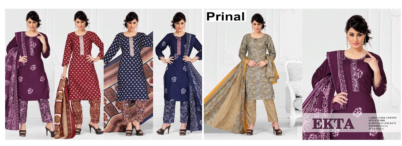Ekta Prinal Readymade Cotton Pant Suits Wholesale Rate