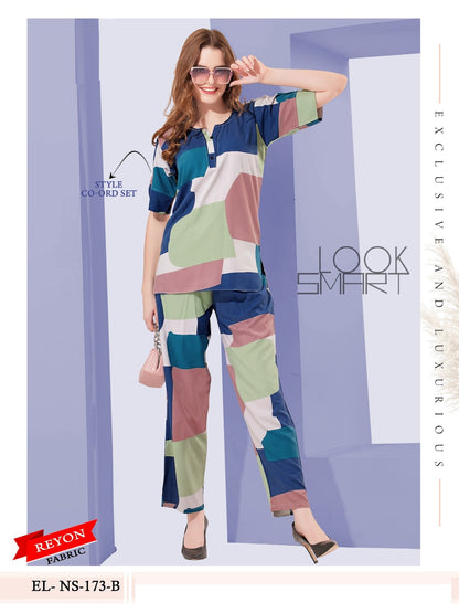 El Ns 173 B Mnt Reyon Co Ord Set Exporter Gujarat