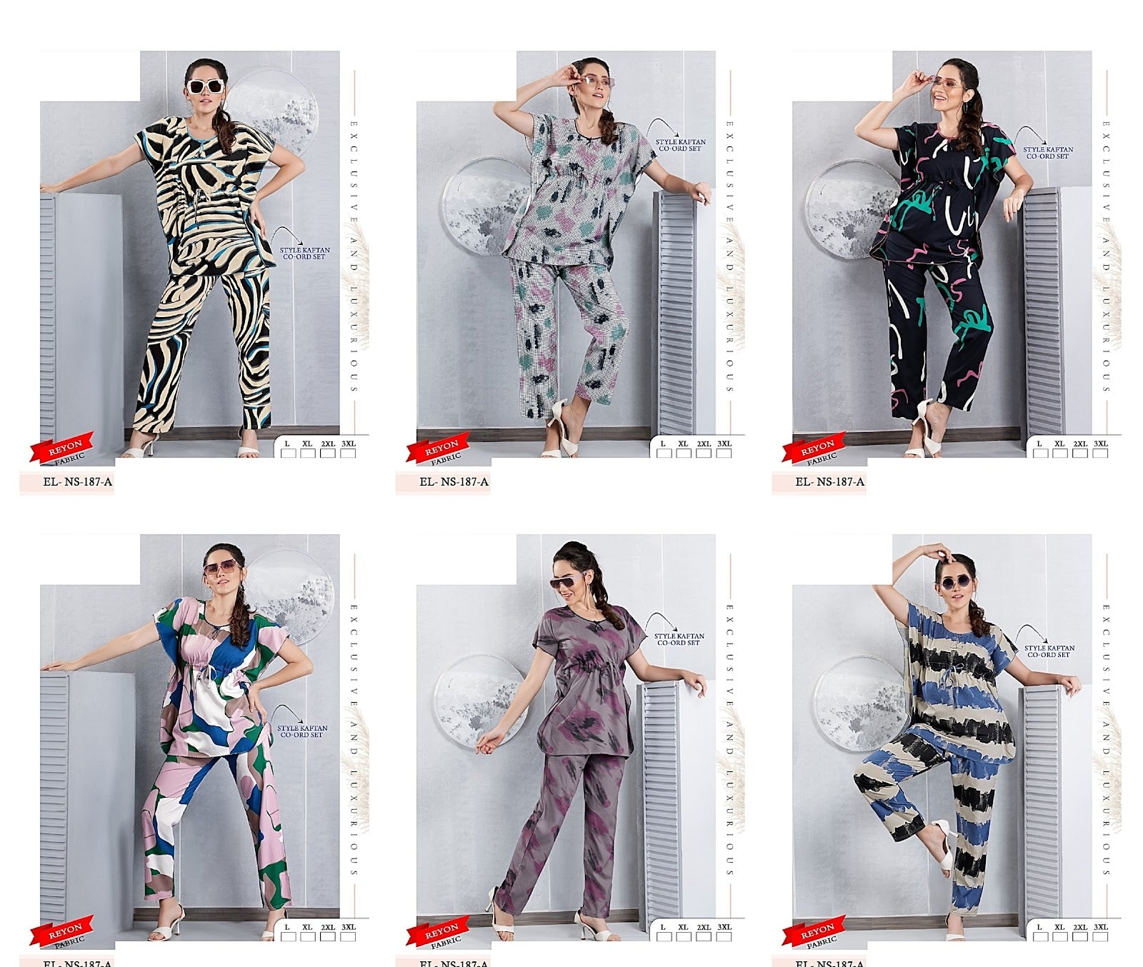 El Ns 187 Kaftan Mnt Reyon Co Ord Set Supplier