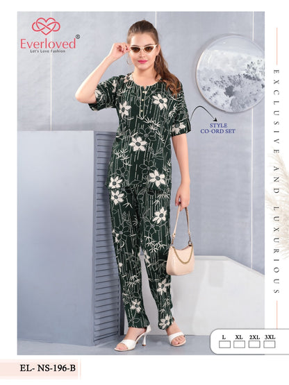 El Ns 196 B Mnt Reyon Co Ord Set Exporter India