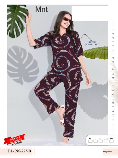 El Ns 223 B Mnt Rayon Co Ord Set Wholesaler India