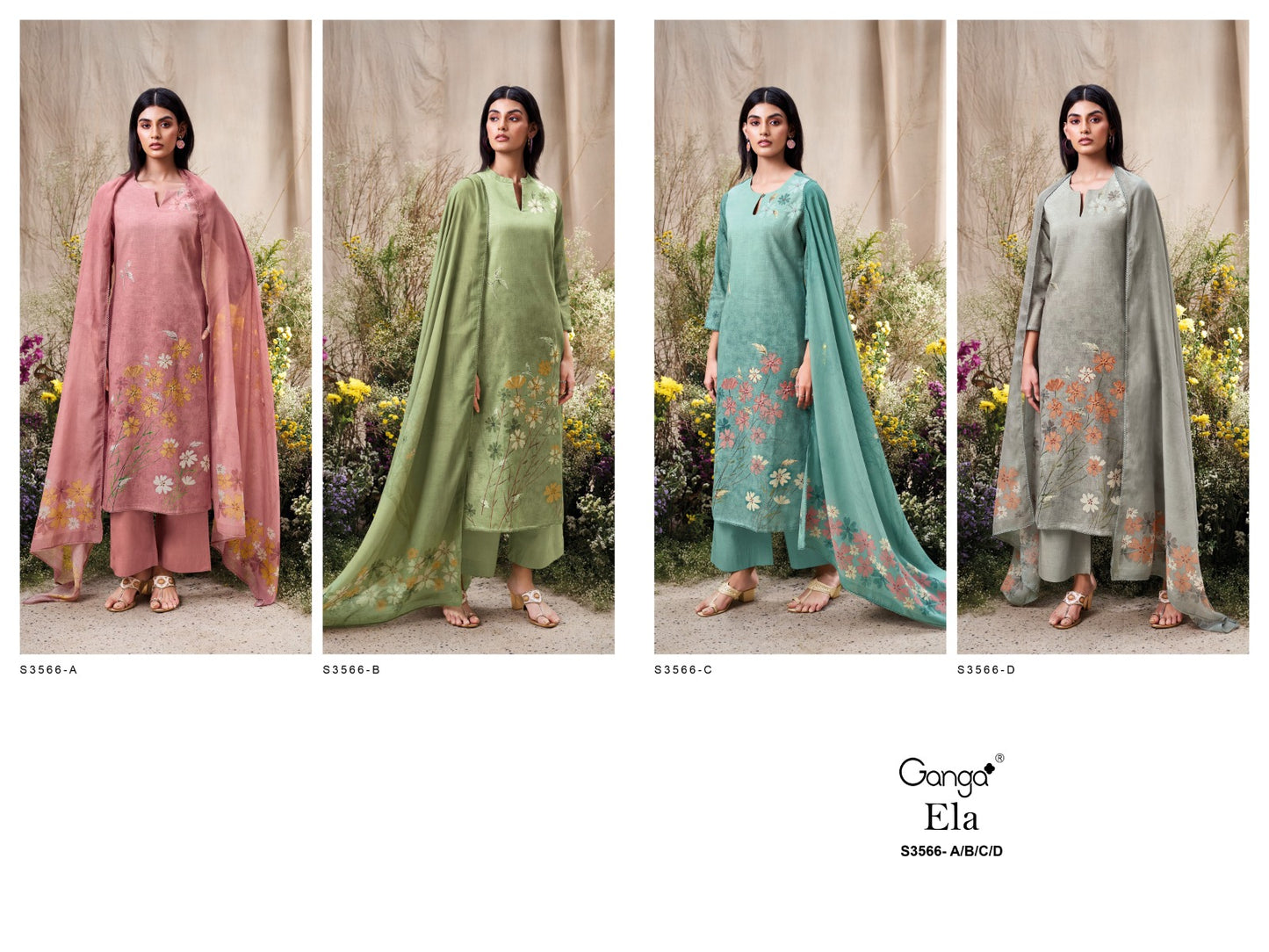 Ela 3566 Ganga Premium Cotton Plazzo Style Suits Wholesale