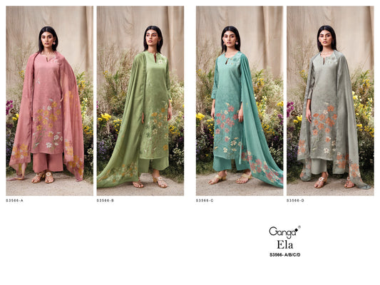 Ela 3566 Ganga Premium Cotton Plazzo Style Suits Wholesale