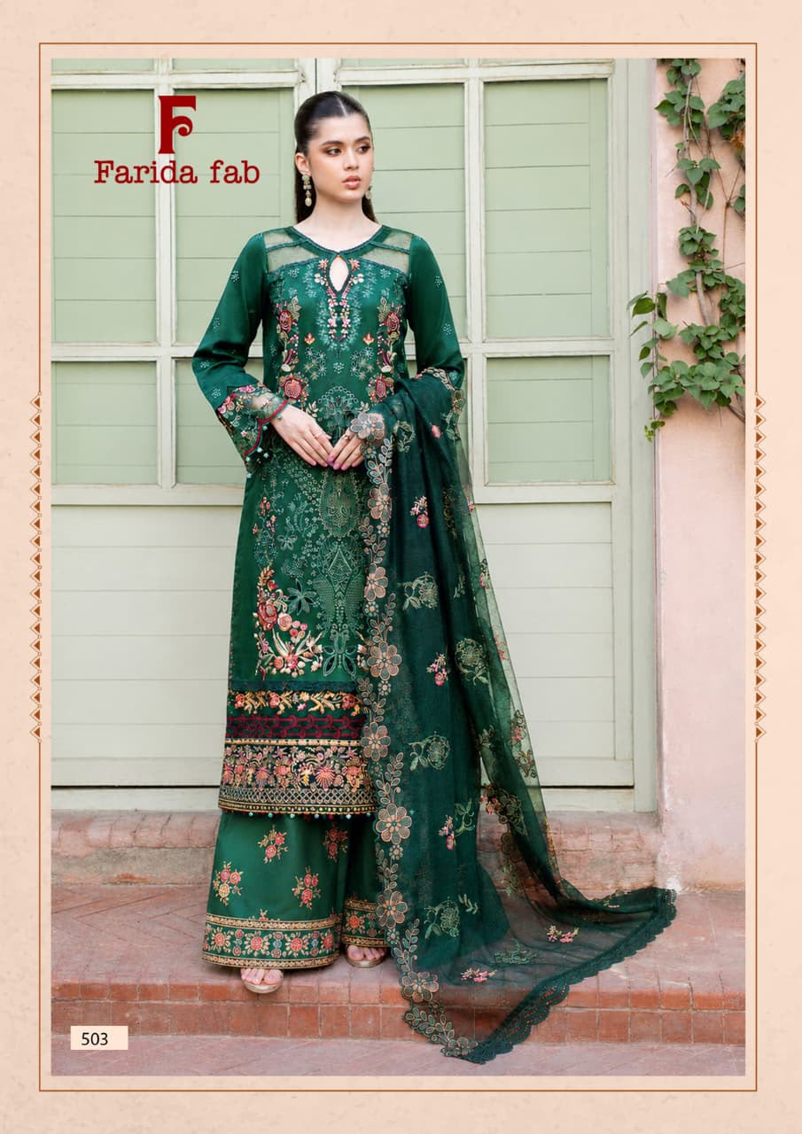 Elaaf Vol 5 Farida Fab Cotton Karachi Salwar Suits Wholesaler Ahmedabad