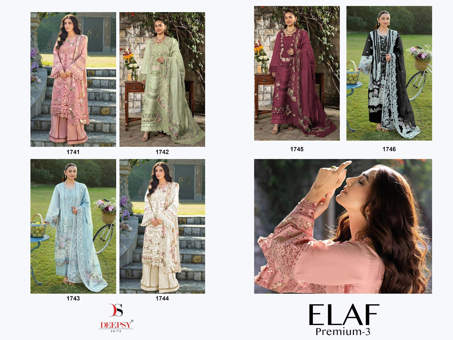 Elaf 3 Premium Deepsy Cotton Pakistani Patch Work Suits Supplier