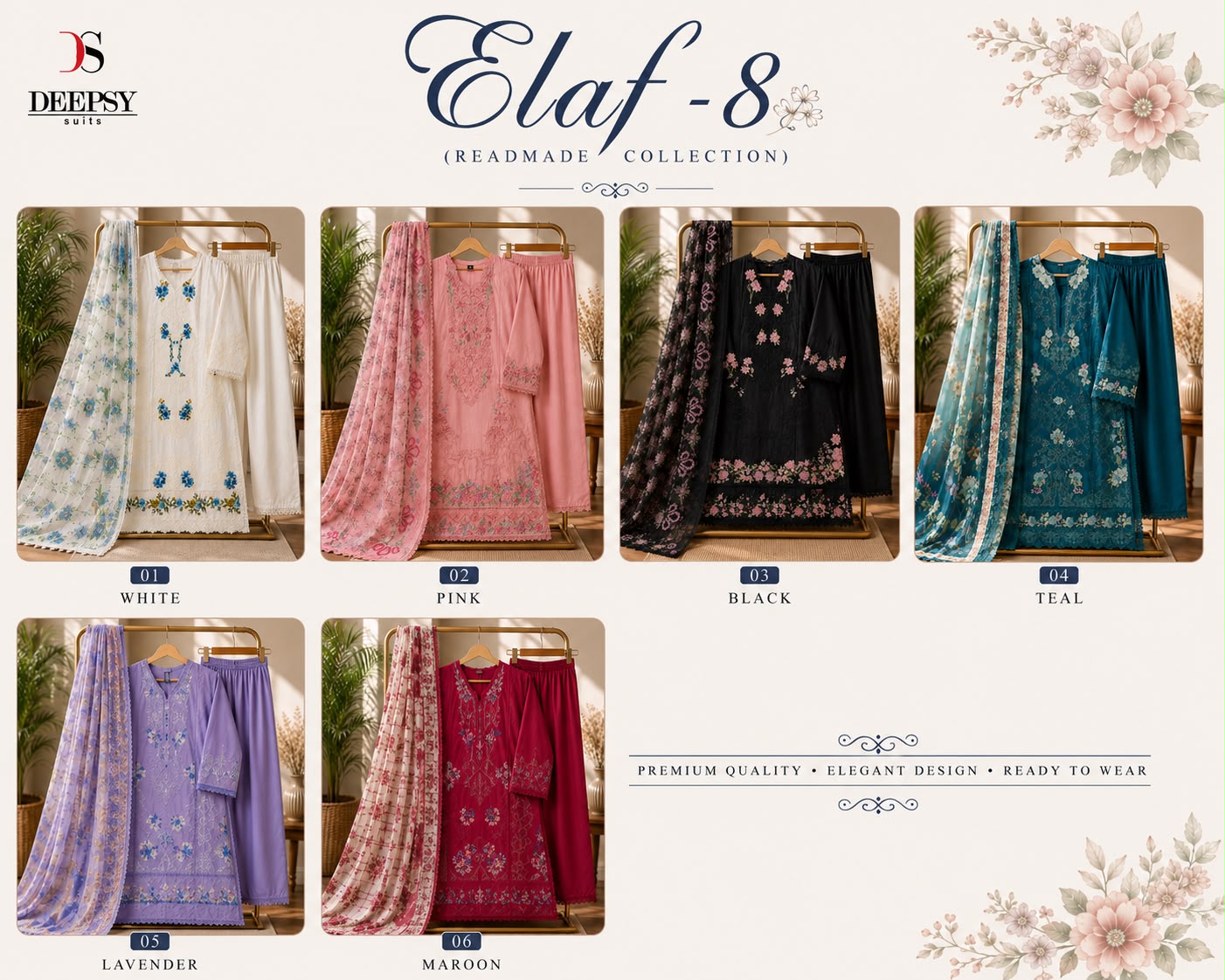 Elaf 8 Deepsy Cotton Pakistani Readymade Suits Wholesale Price
