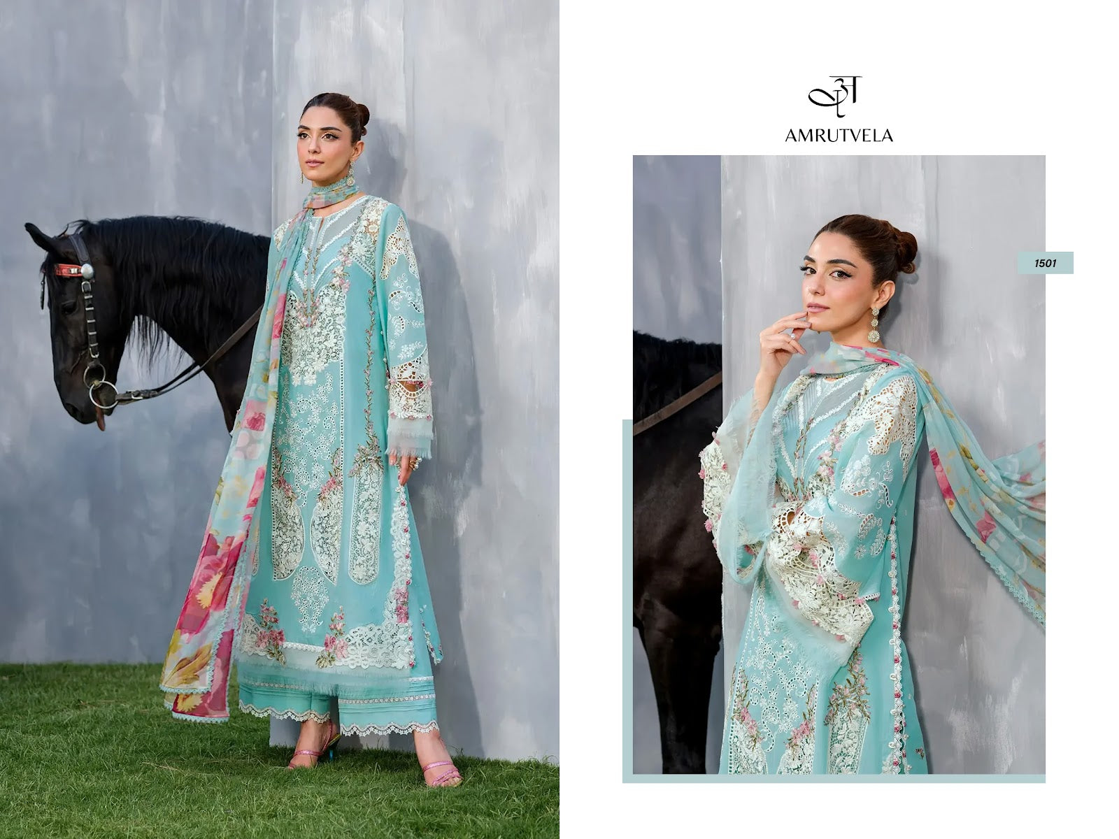 Elaf Amrutvela Cotton Pakistani Patch Work Suits Wholesale