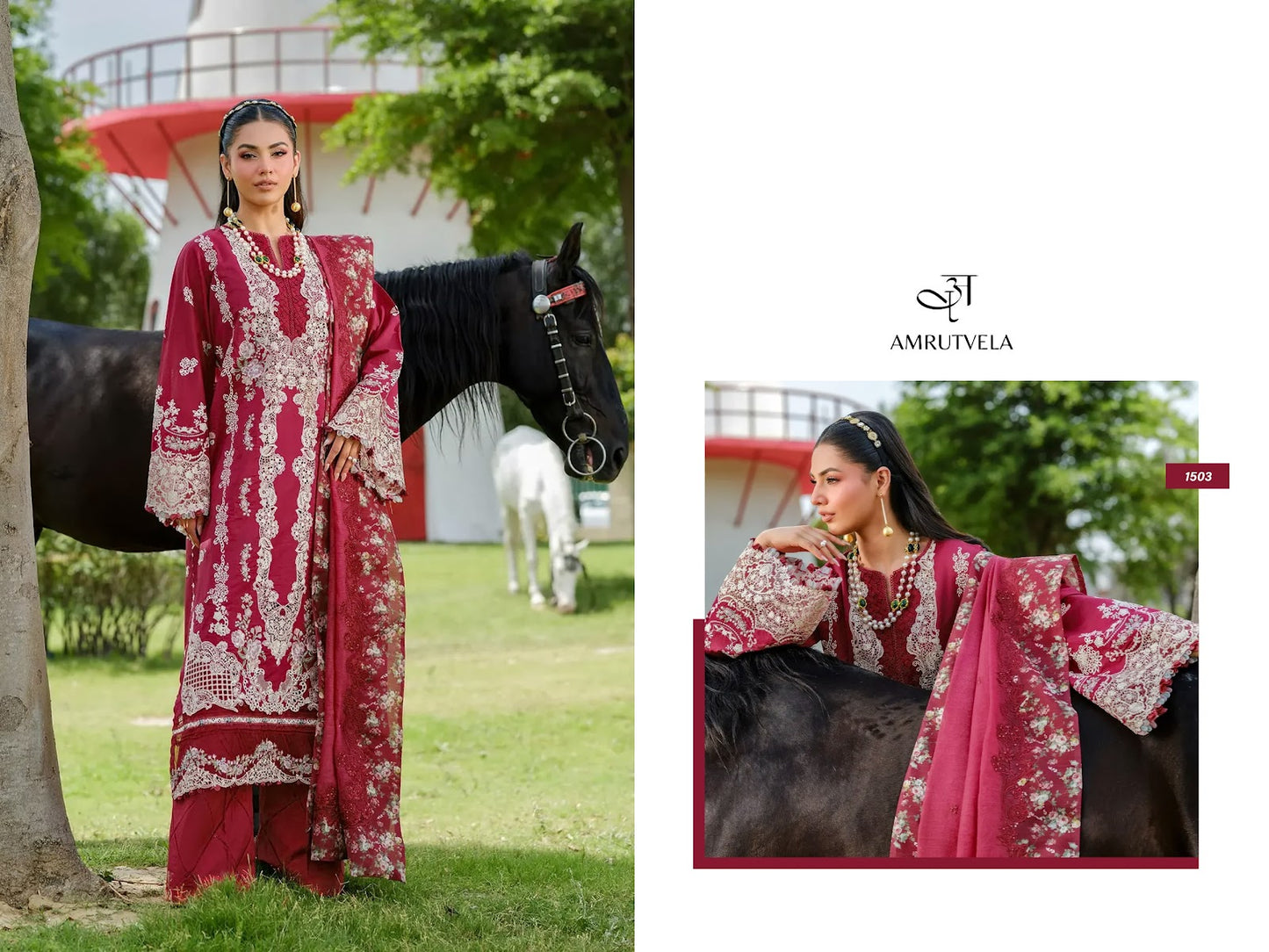 Elaf Amrutvela Cotton Pakistani Patch Work Suits Wholesale