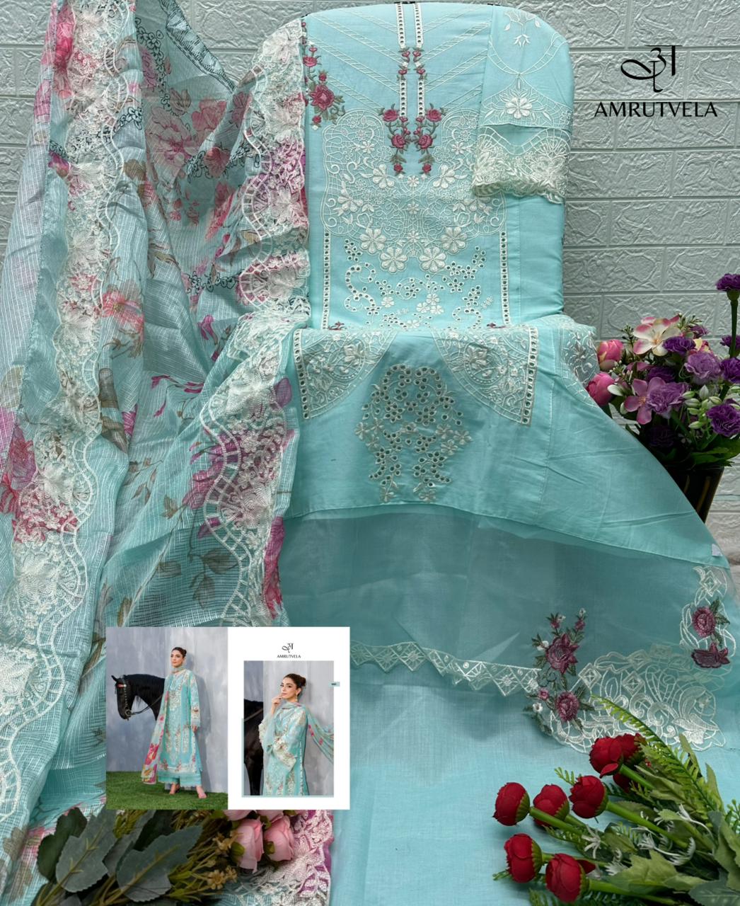 Elaf Amrutvela Cotton Pakistani Patch Work Suits Wholesale