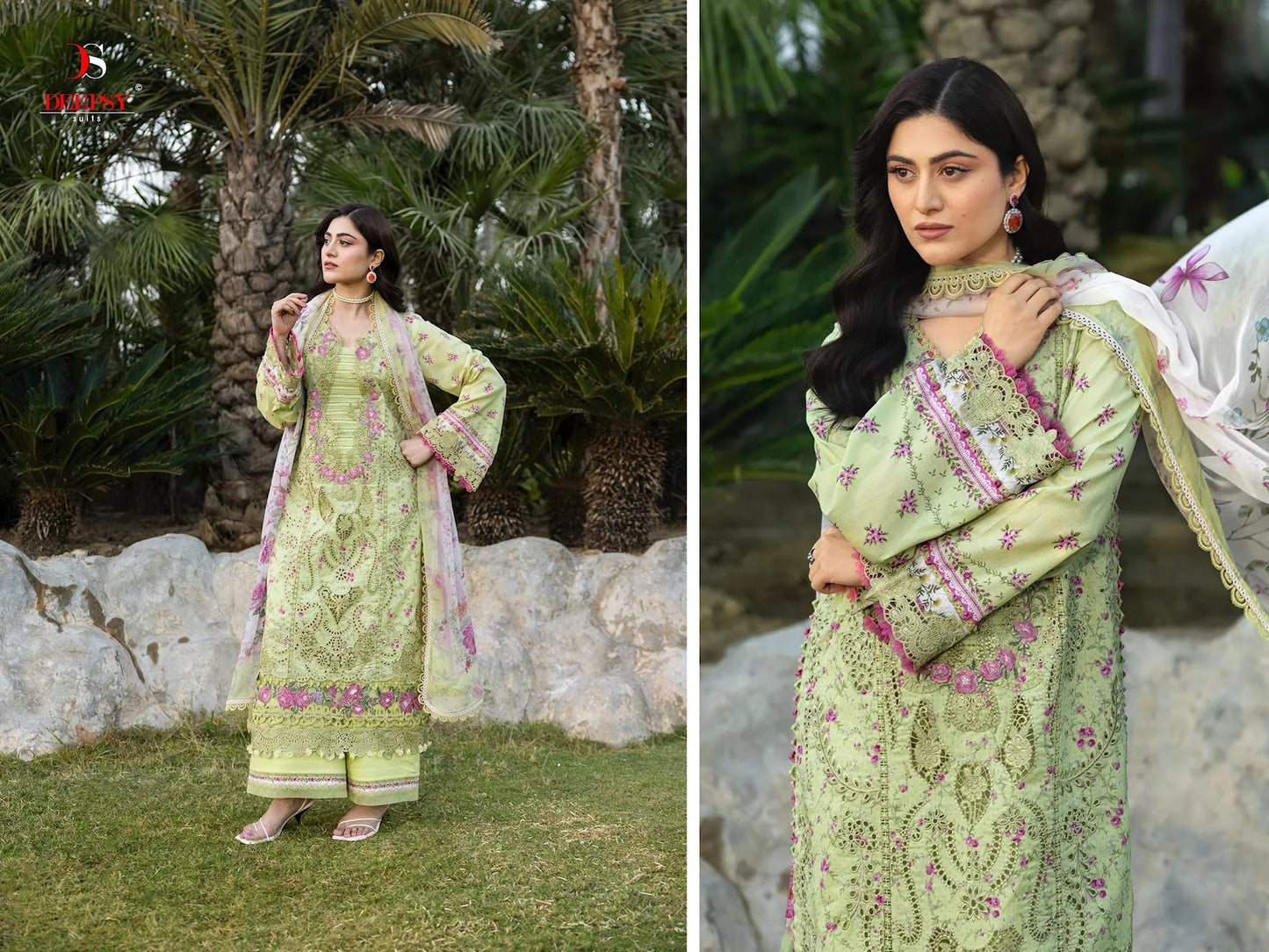 Elaf Chikankari 2 Deepsy Cotton Pakistani Patch Work Suits Supplier India