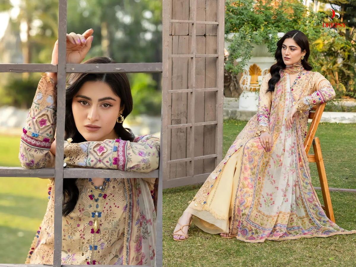 Elaf Chikankari 2 Deepsy Cotton Pakistani Patch Work Suits Supplier India