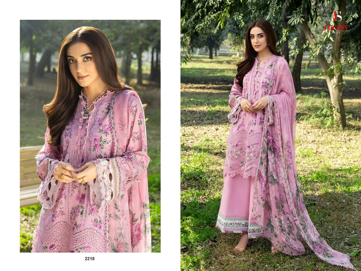 Elaf Chikankari 2 Deepsy Cotton Pakistani Patch Work Suits Supplier India