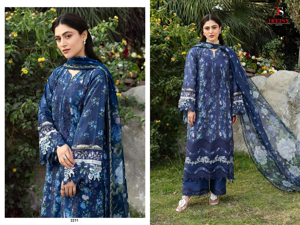 Elaf Chikankari 2 Deepsy Cotton Pakistani Patch Work Suits Supplier India