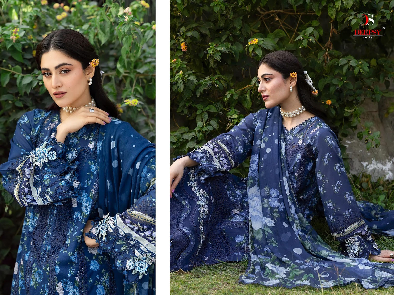 Elaf Chikankari 2 Deepsy Cotton Pakistani Patch Work Suits Supplier India