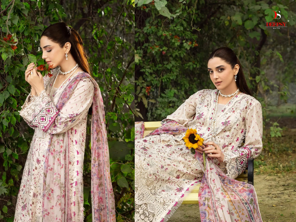 Elaf Chikankari 2 Deepsy Cotton Pakistani Patch Work Suits Supplier India