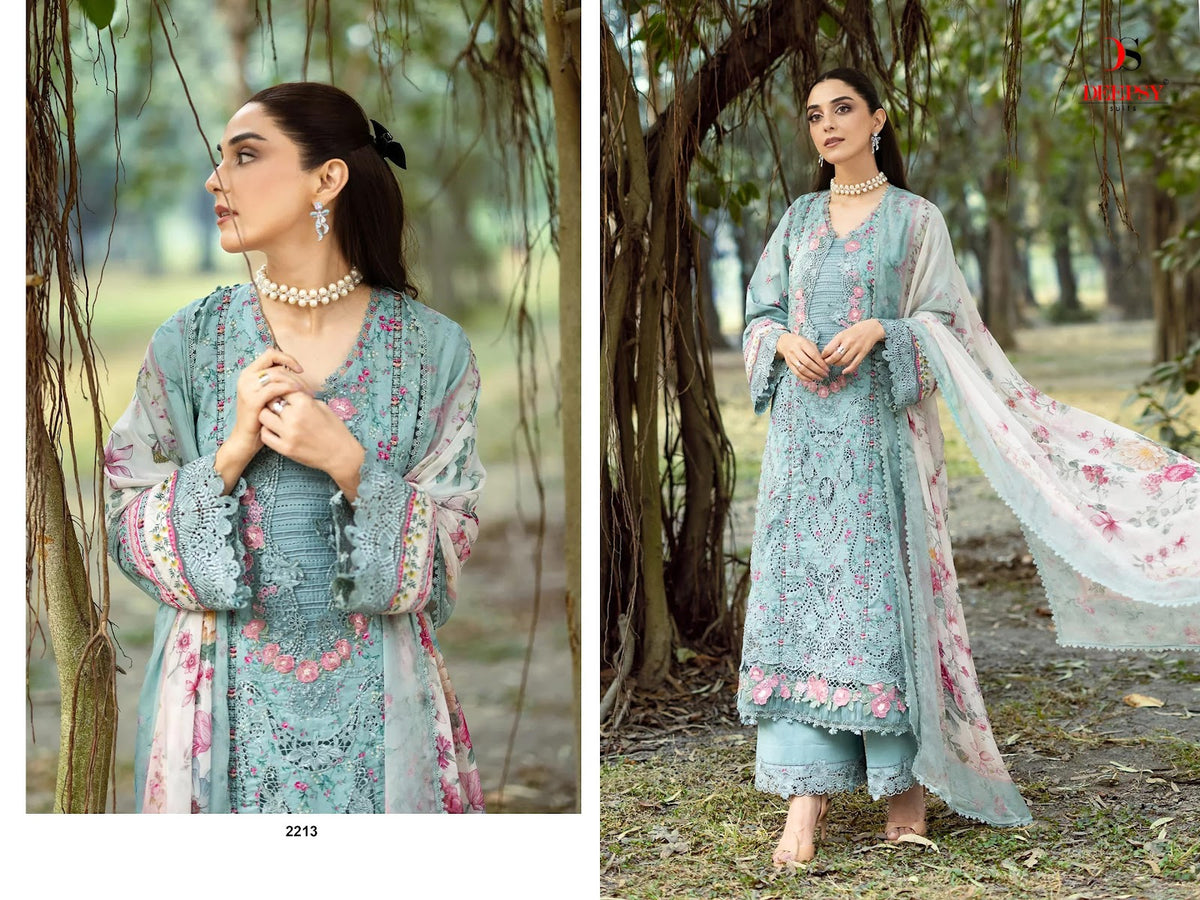 Elaf Chikankari 2 Deepsy Cotton Pakistani Patch Work Suits Supplier India