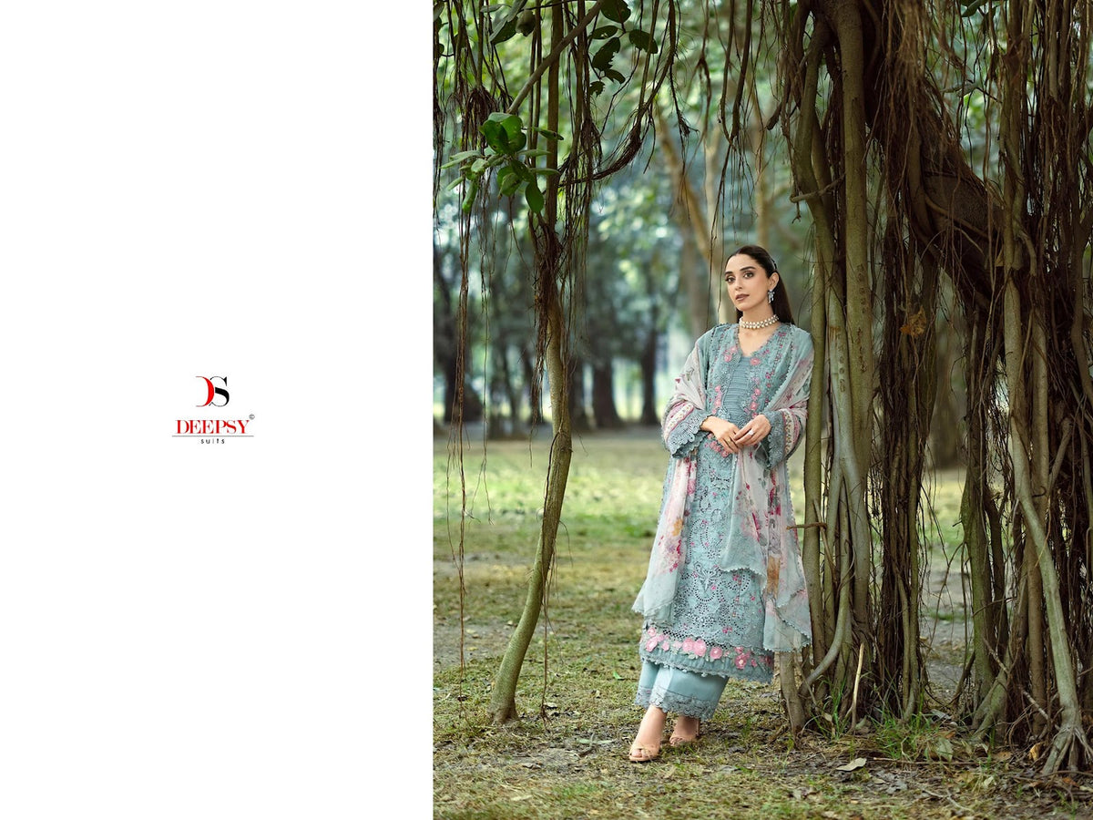 Elaf Chikankari 2 Deepsy Cotton Pakistani Patch Work Suits Supplier India