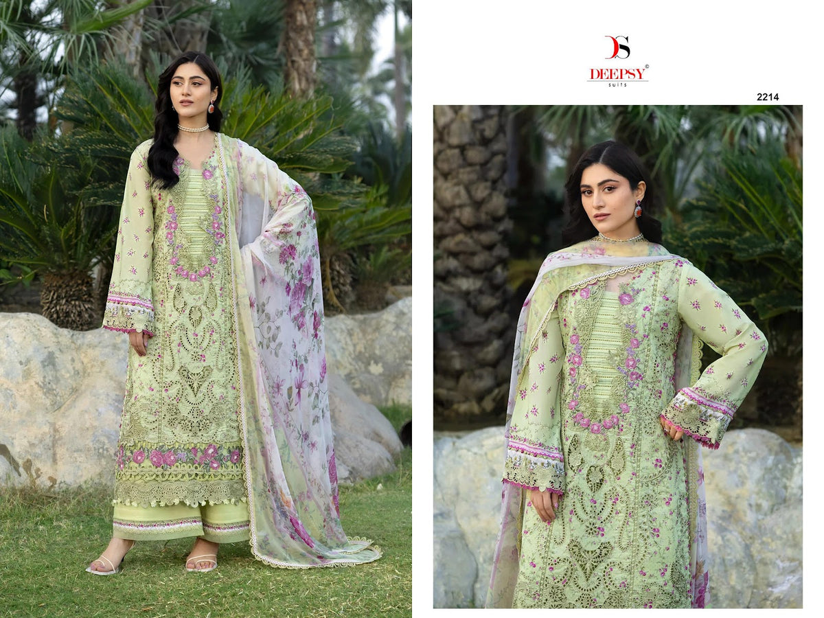 Elaf Chikankari 2 Deepsy Cotton Pakistani Patch Work Suits Supplier India