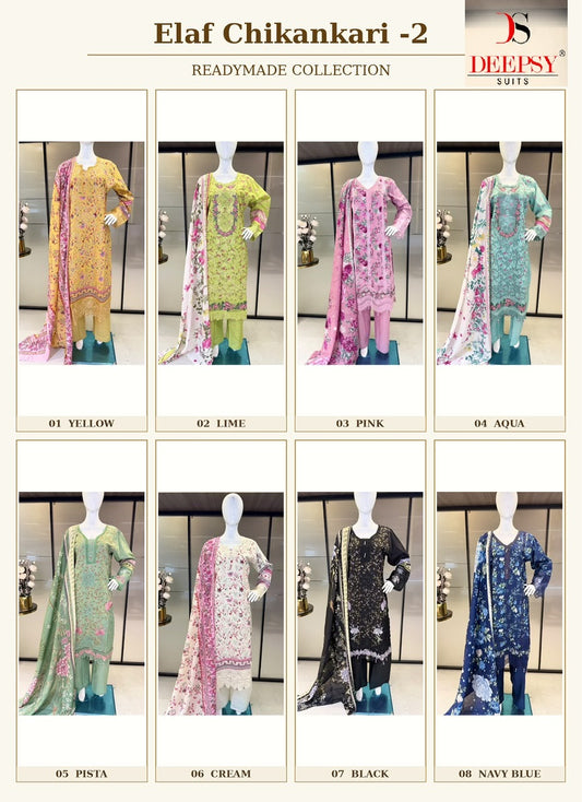 Elaf Chikankari 2 Deepsy Cotton Pakistani Readymade Suits Exporter