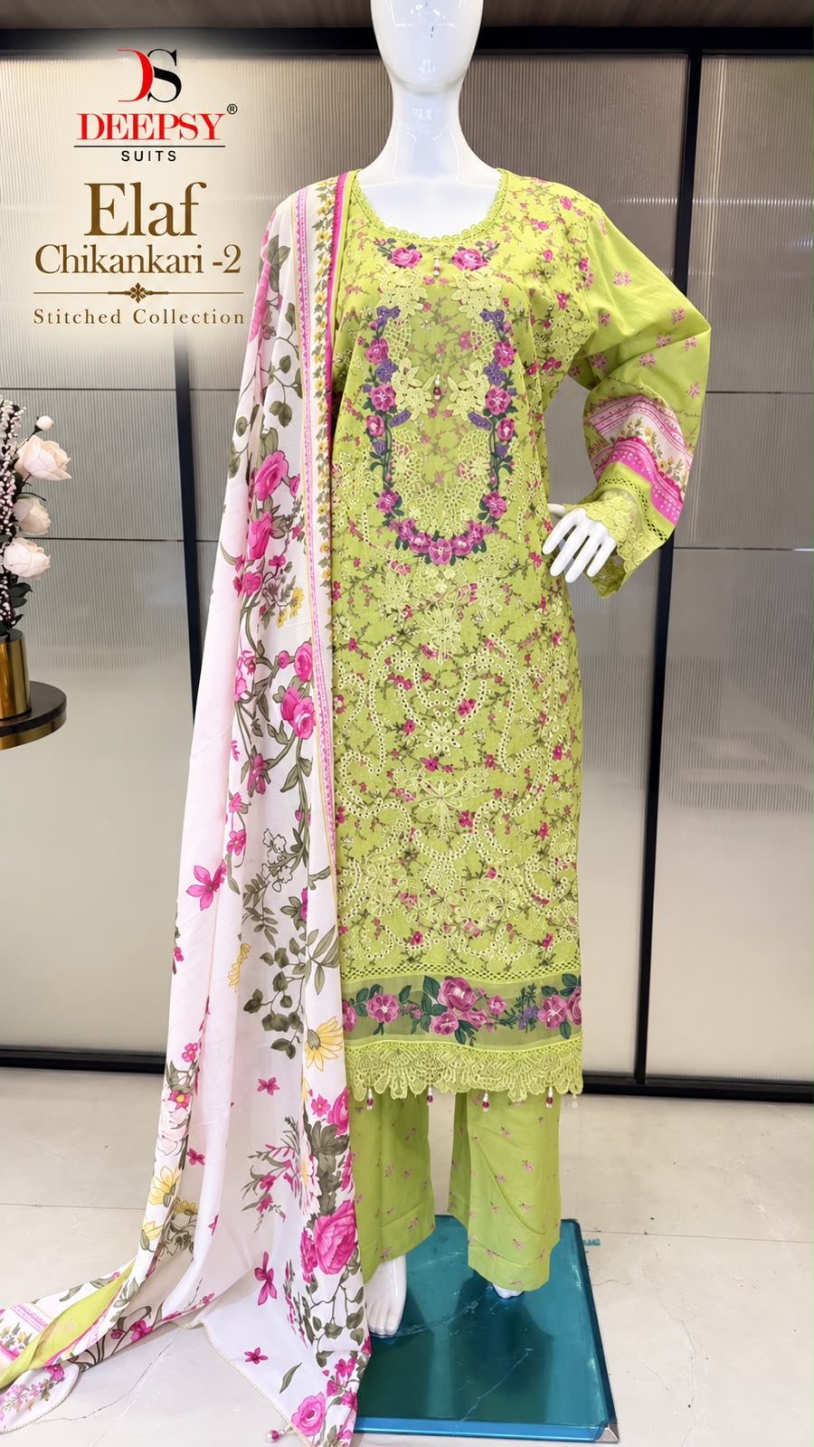 Elaf Chikankari 2 Deepsy Cotton Pakistani Readymade Suits Exporter