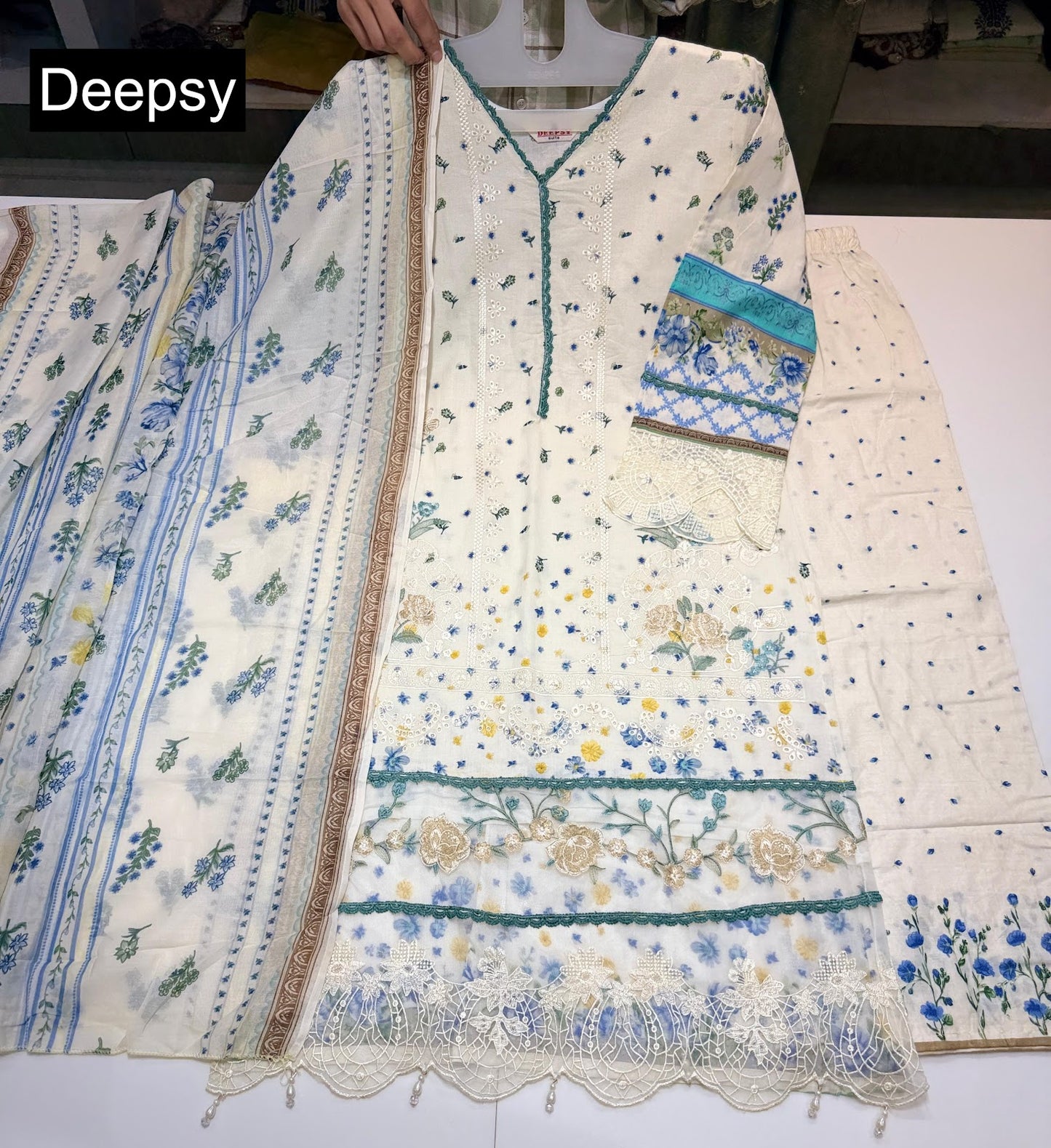 Elaf Chikankari Deepsy Cotton Pakistani Readymade Suits Exporter Ahmedabad